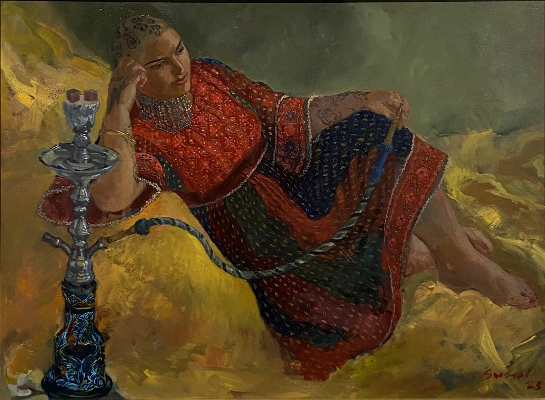 girl with head tattoo, 2025,oil on panel,30X24 .jpg