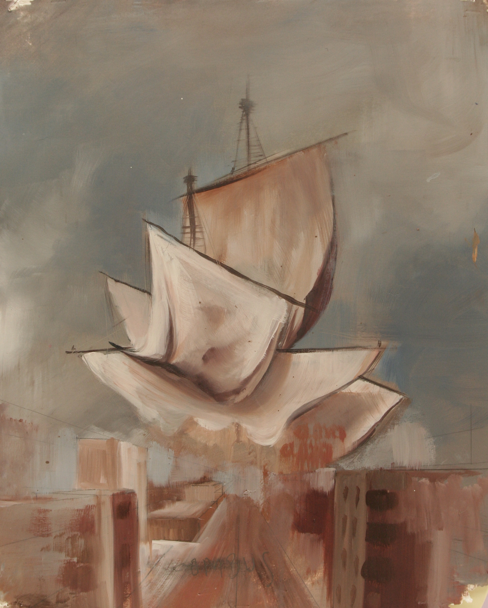 Ombus study oil on stonhenge 13 1/2"x16 1/4" 2011