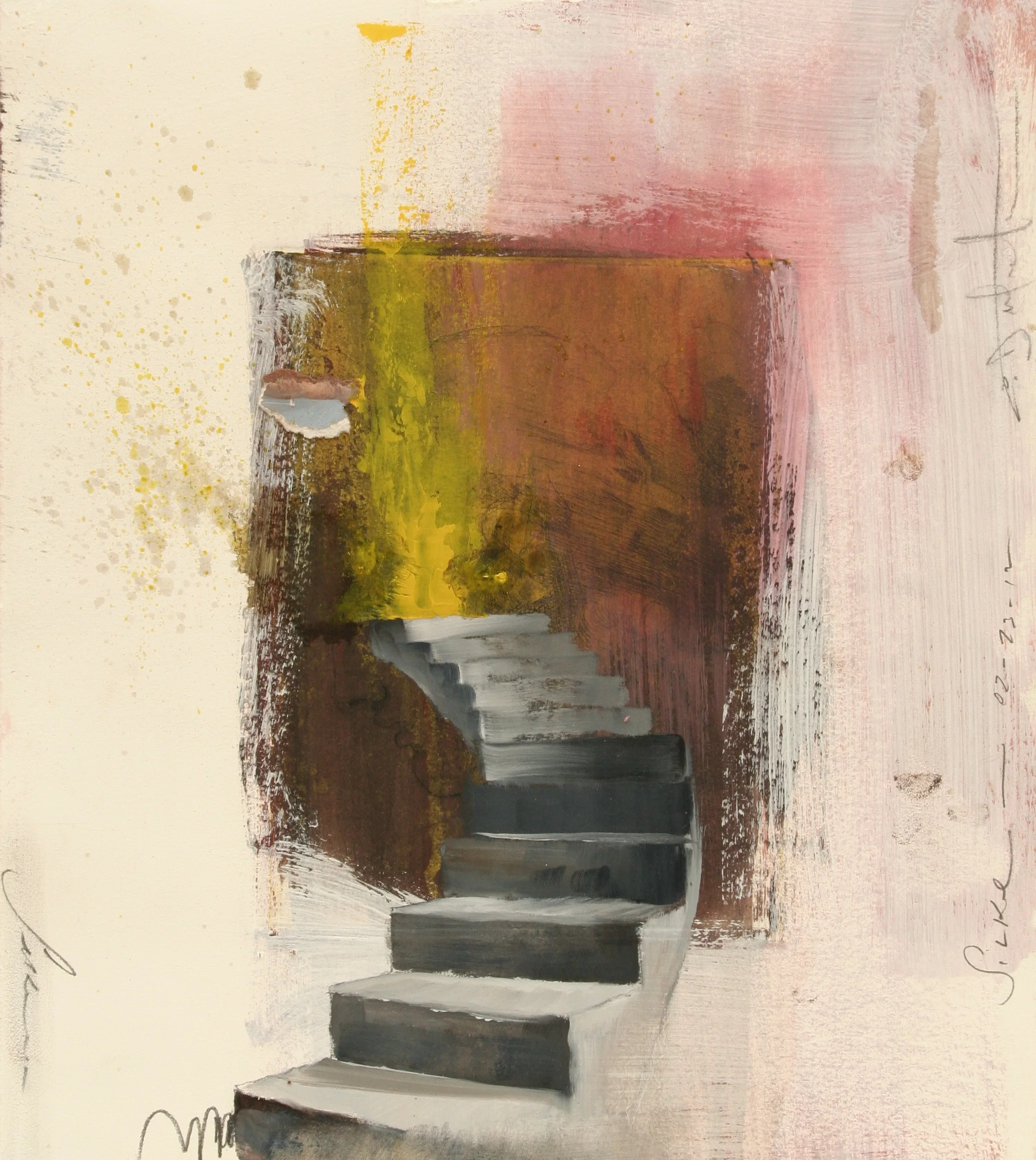 Silke study oil, chalk, gesso over intaglio etching 12"x14" 2012