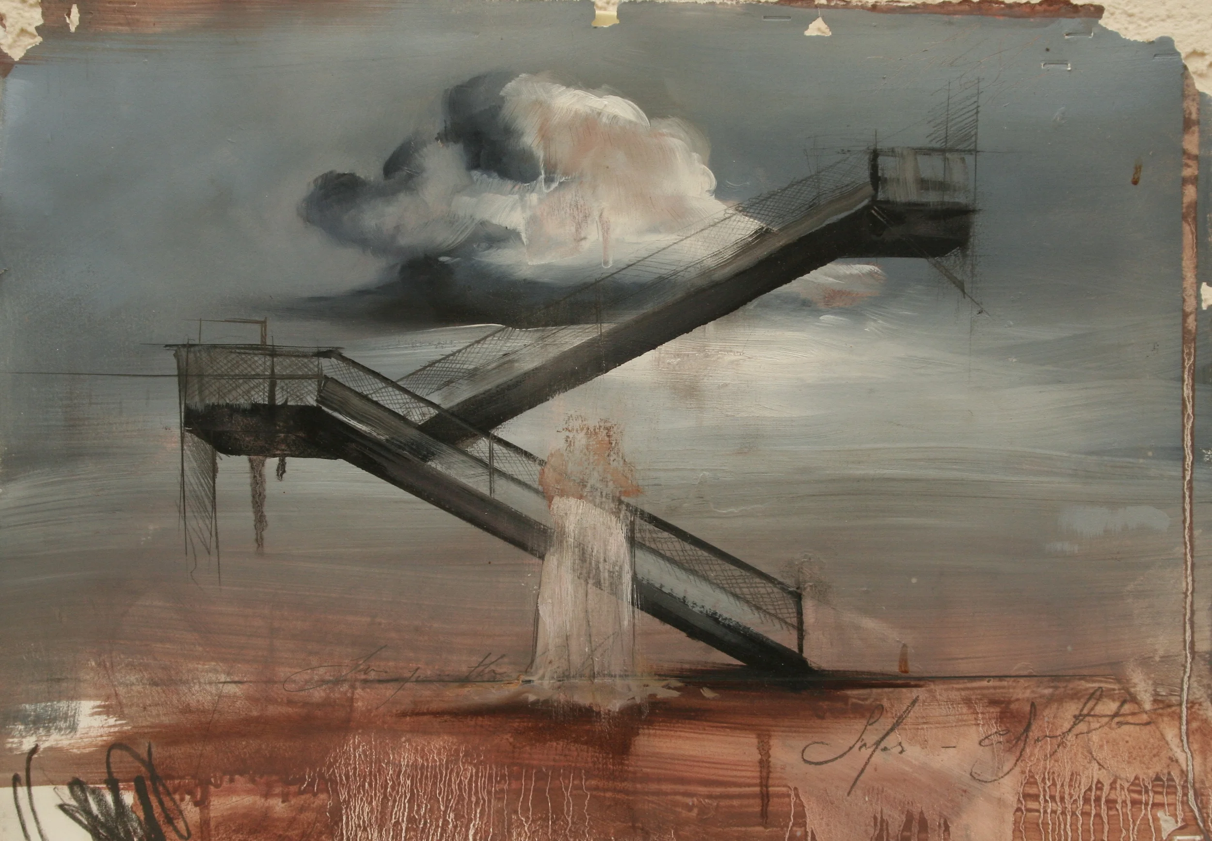 Sinfos study oil, graphite on stonehenge 18 1/2"x13" 2011