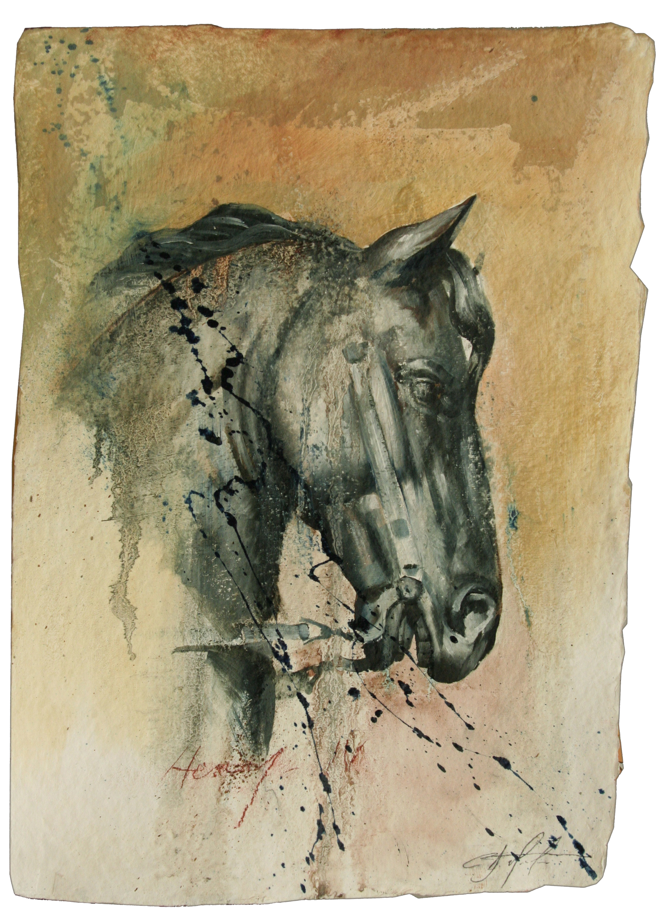 Henry IV oil,chalk,graphite on handmade paper 14"x20" 2011
