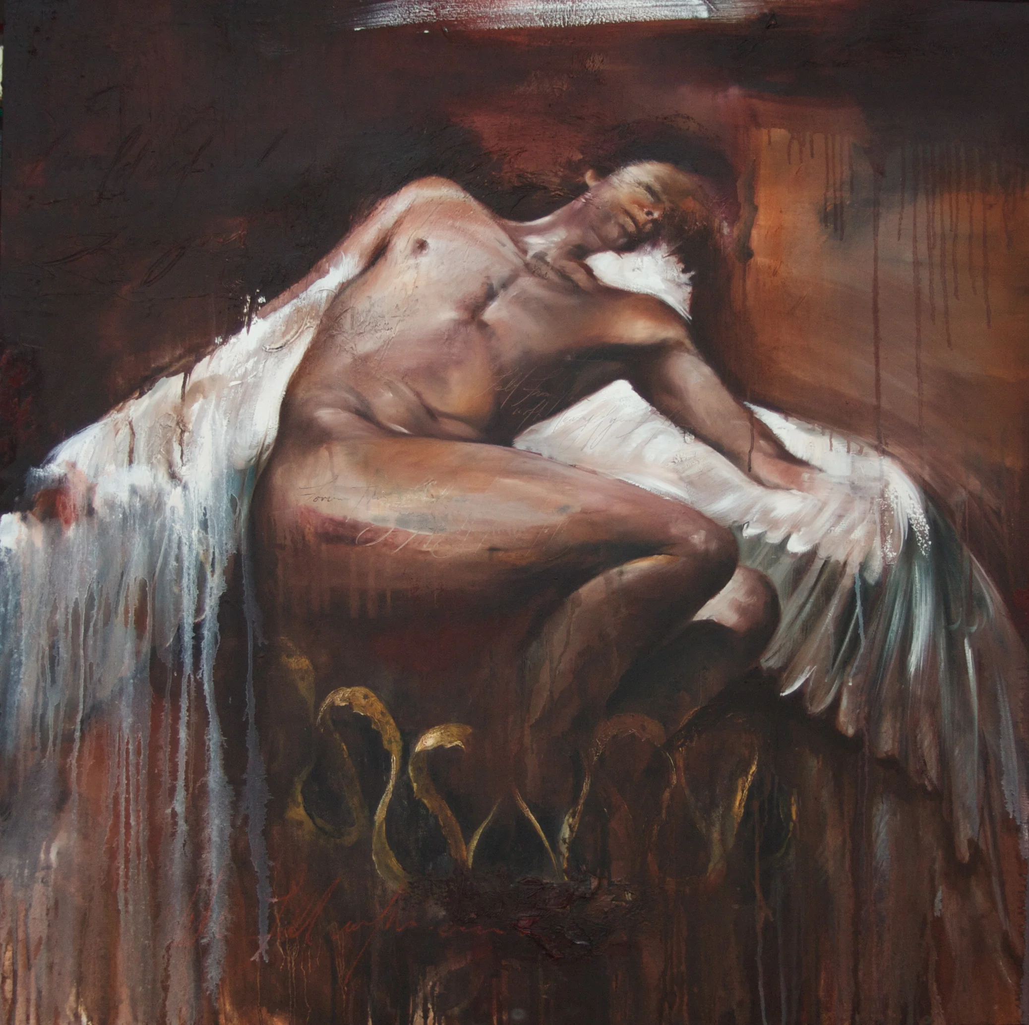 The Man who would fall to earth oil on canvas 48"x48" 2010