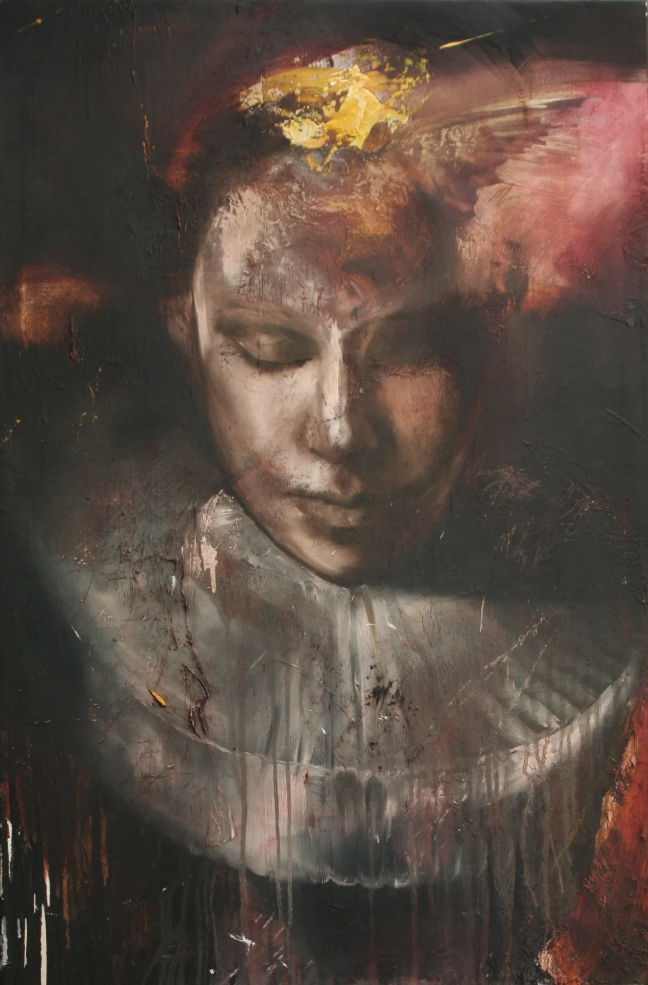 I have one glove of mercury and one of silk 2009 oil on canvas 24"x36"