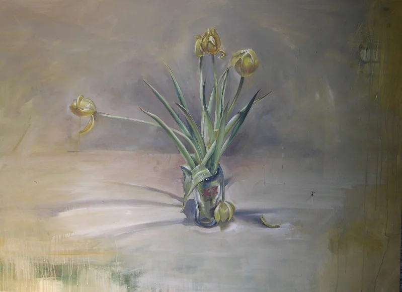 Dos equis - tulips 36"x38" oil on canvas