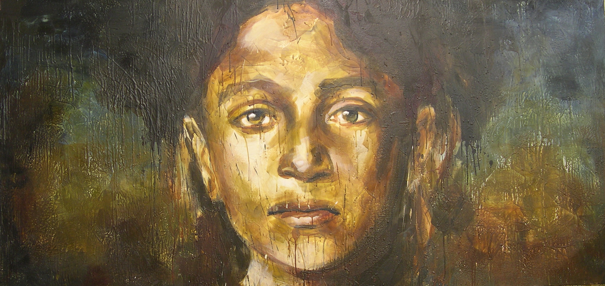 Awaiting the empress 48"x96" encaustic on canvas