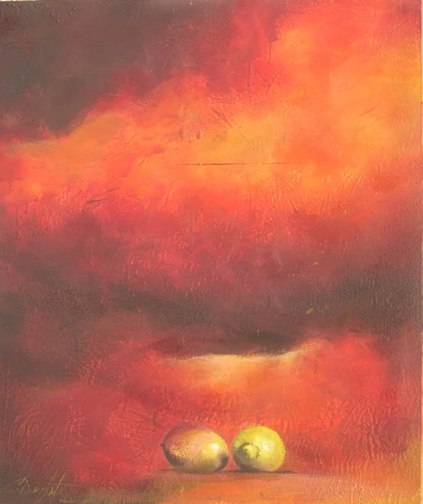 Opposing forces beneath a storm front 36"x48" encaustic on canvas