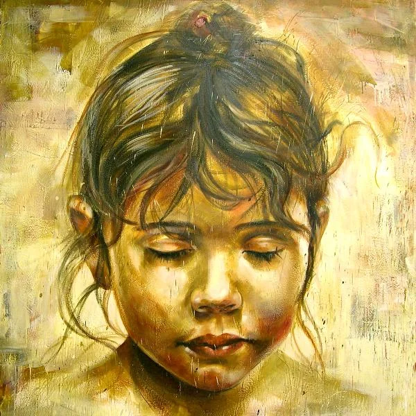 Third angel 72"x72" encaustic on canvas