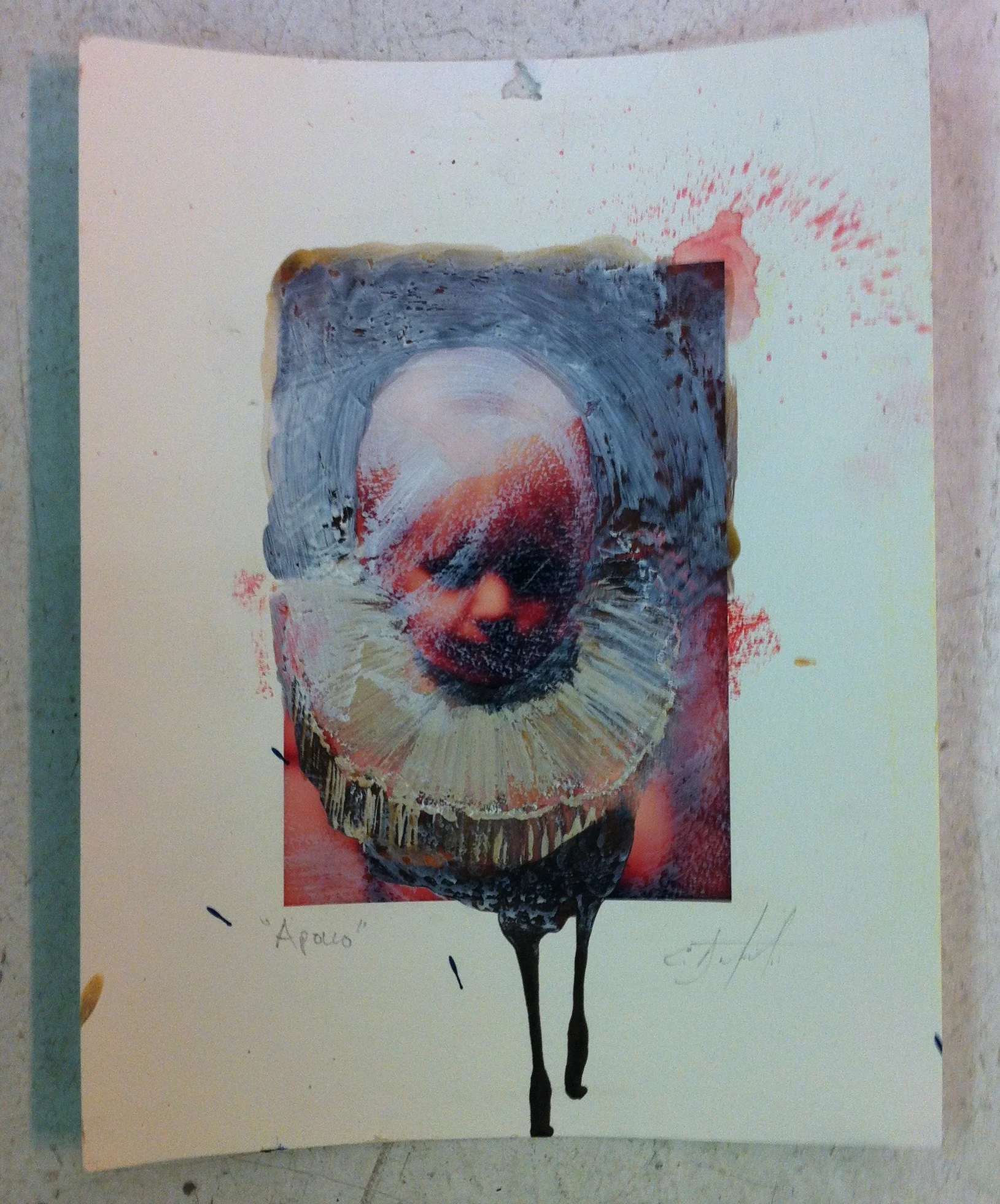 Apollo encaustic, ink , graphite over inkjet 8"x10" 2010