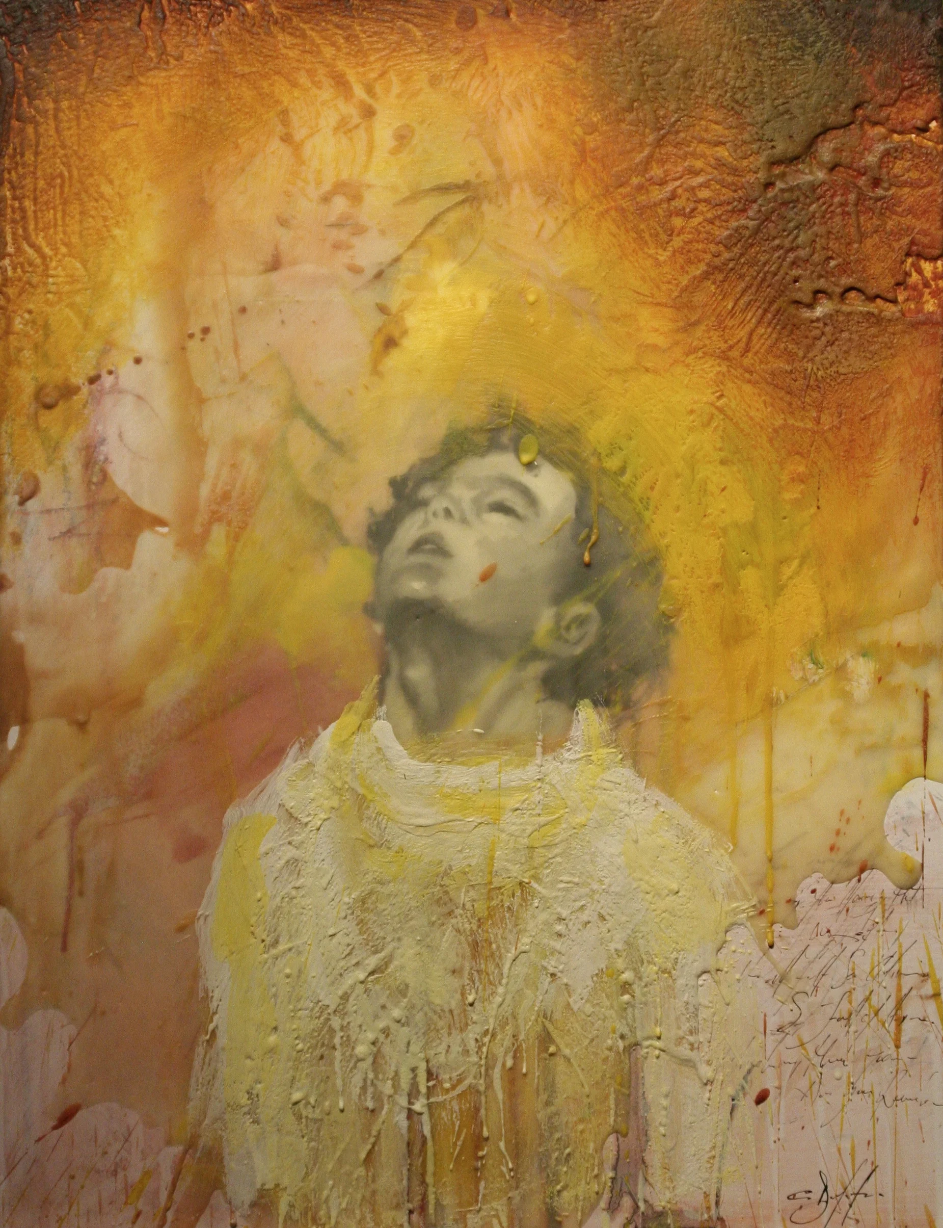 The Flood 18"x24" encaustic on stonehenge
