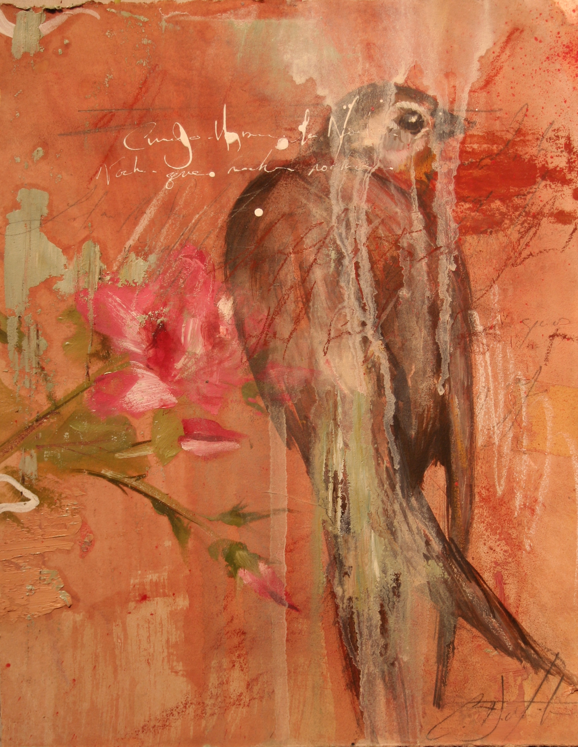 stains of ink and wax mixed media on paper 8"x10" 2008