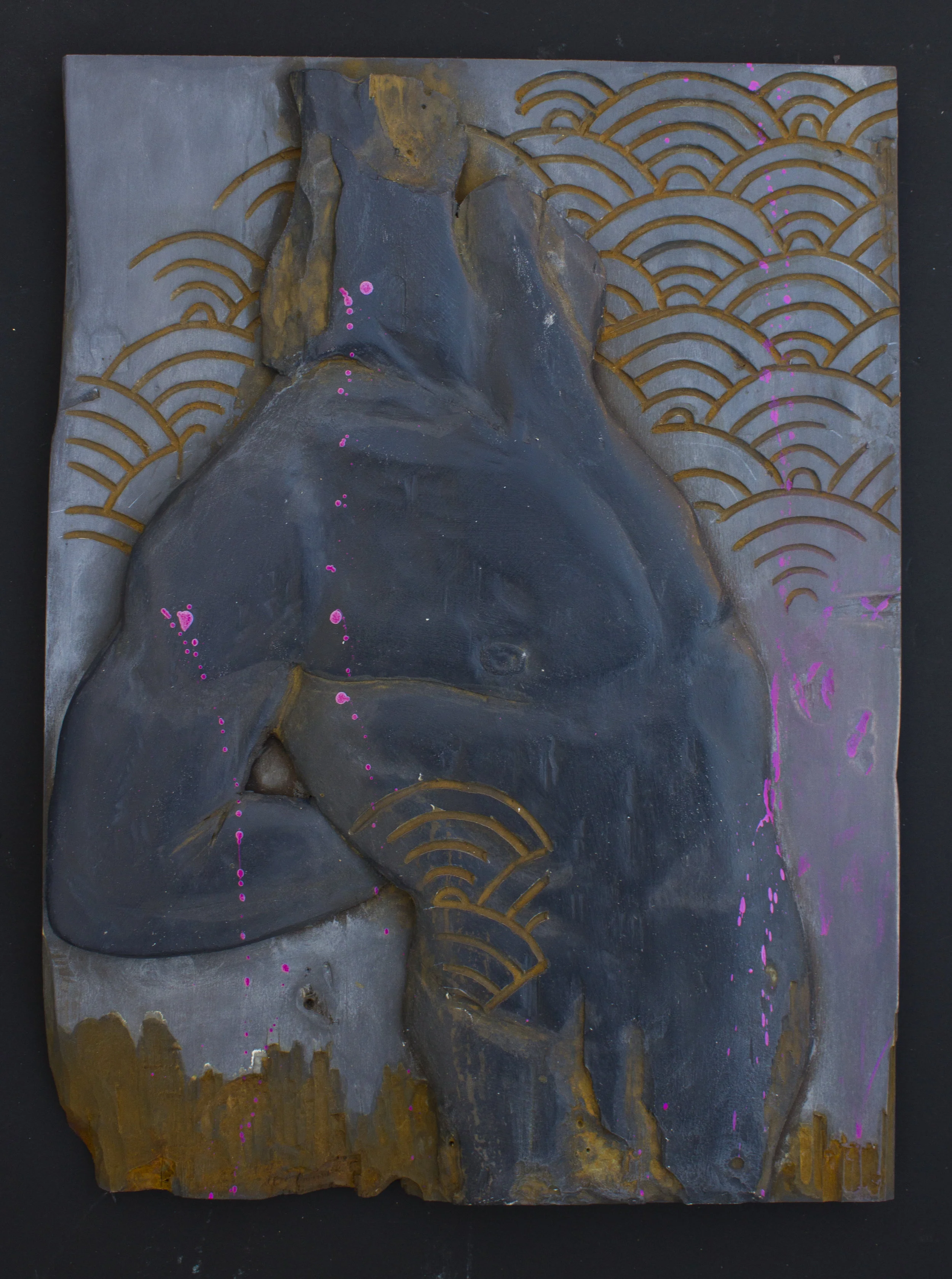   A figure in a landscape   12”x16”  basswood/acrylic   2019 