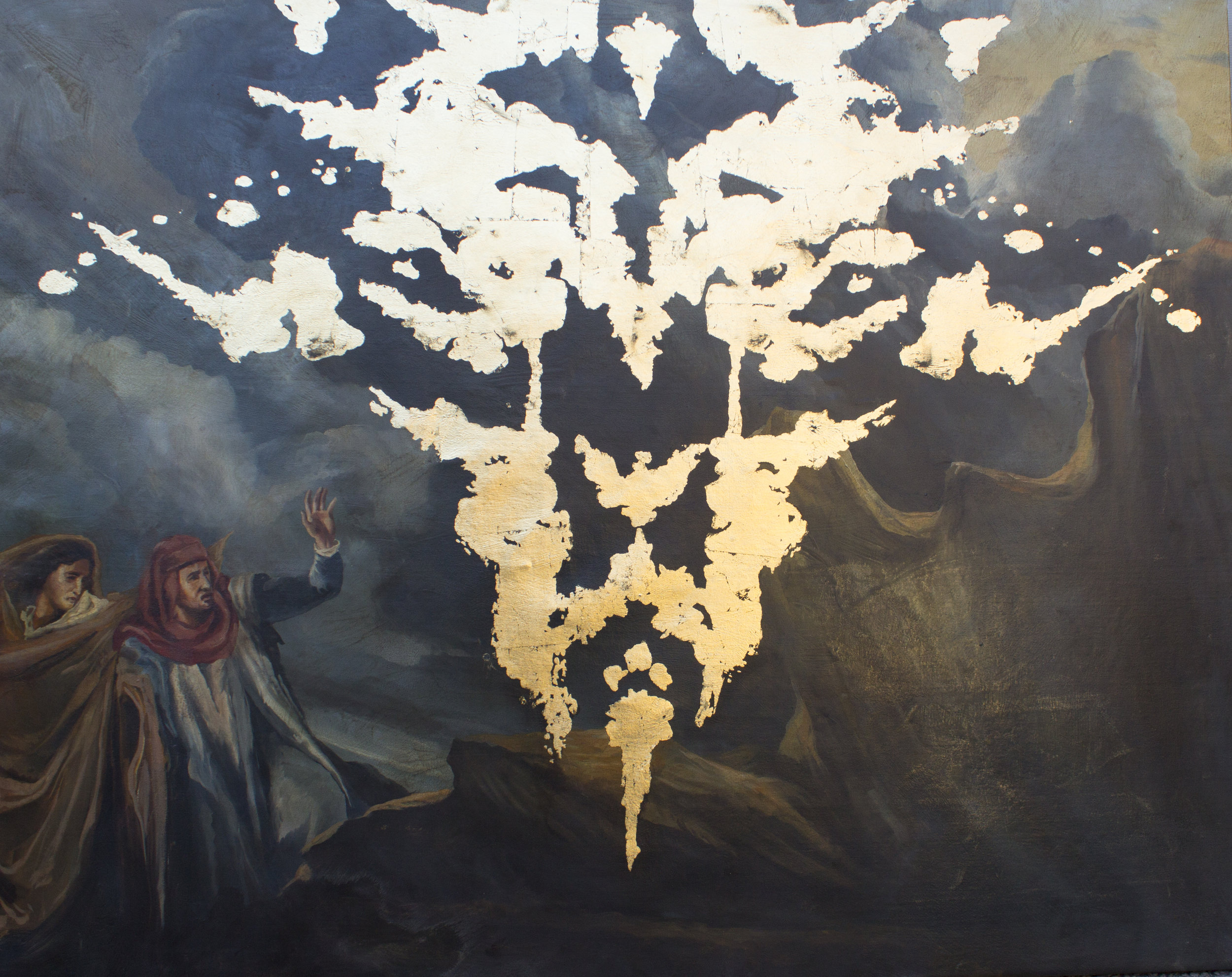   Where is my mind  (after Delacroix)  oil/gold leaf on canvas  60”x48”  2019 