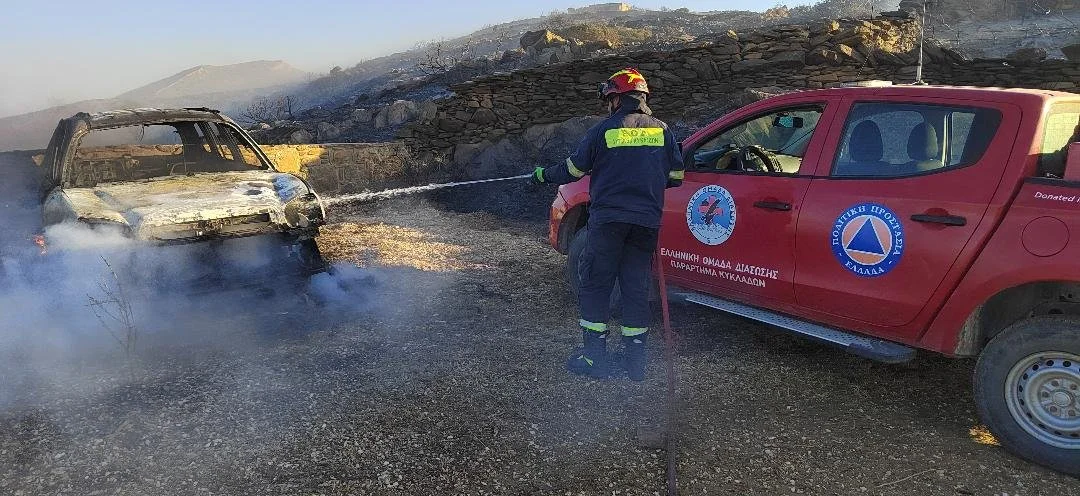 Ο απολογισμός της ΕΟΔ Κυκλάδων για τις ημέρες της πυρκαγιάς στην Πάρο