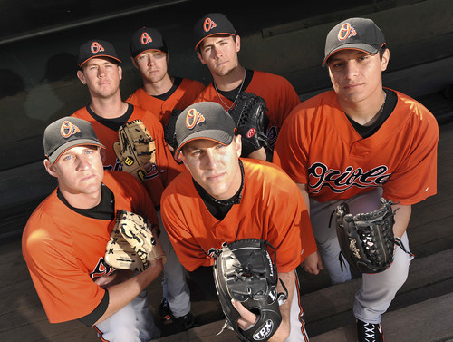 "The Calvary" (left to right): Troy Patton, Brian Matusz, Chris Tillman, Brad Bergesen, Jake Arrieta, David Hernandez (credit: Baltimore Sun)