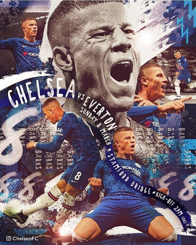 No blues art work this weekend, so throwing it back to last weekend&rsquo;s game vs Everton! Great day at the office for #Chelsea ... not so much for #ancelotti . We wanted to nod to former #toffee #rossbarkley after his #facup performance a few days