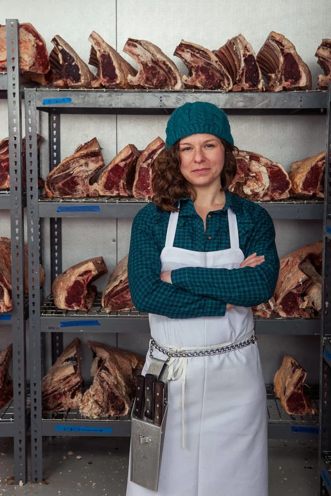 In the beef dry-aging room at the Fleishers Red Hook USDA processing facility (2016)