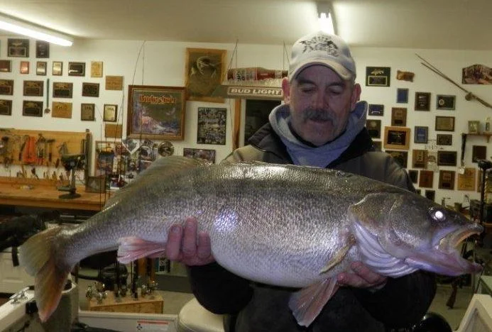   John Grubenhoff of Pasco, WA with his new state record walleye caught February 28, 2014.  