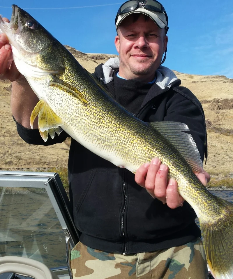 Travis S with a 5 pound walleye caught at our Club Fish Day on the Snake River on October 14th. Fish released.