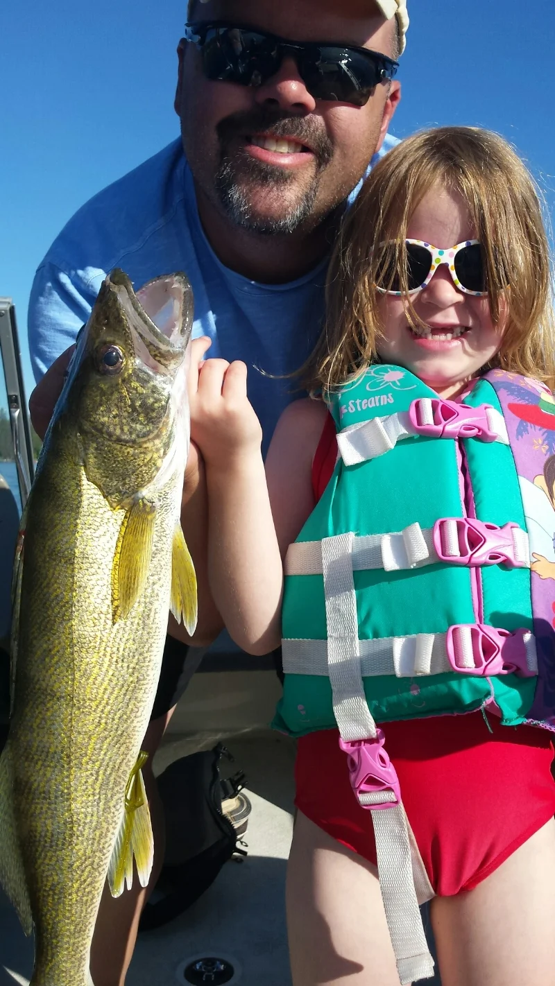 Lindsay K caught her new personal best walleye. Hauled it in all by herself! 24 inches and 4lb 6oz. Released. July 4th.