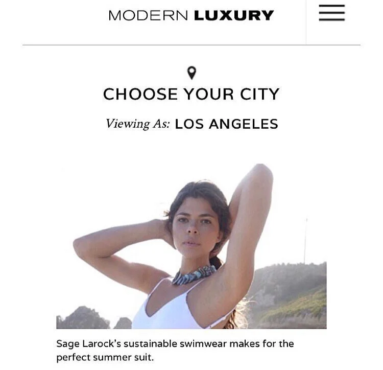 MODERN LUXURY / ANGELENO MAGAZINE NAMED SAGE LAROCK AS ONE OF 5 TOP LOCAL SWIMWEAR BRANDS