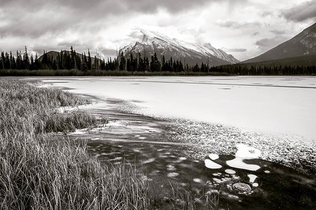 Once upon a time in Banff. Frozen bubbles and moody clouds. What more could a landscape photographer want?