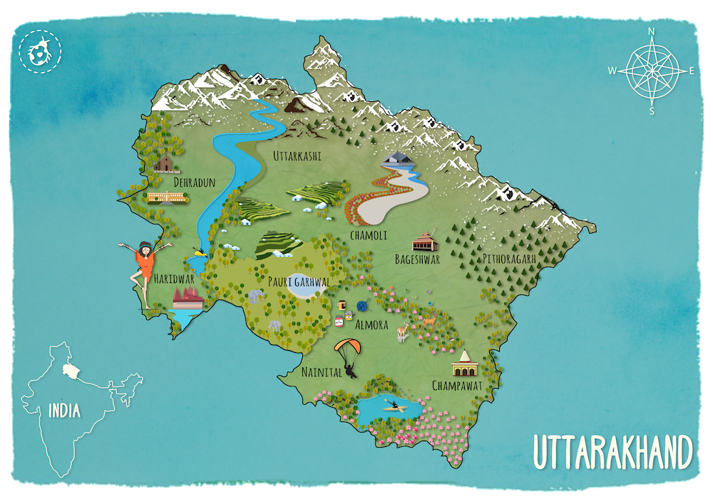uttarakhand places to visit map