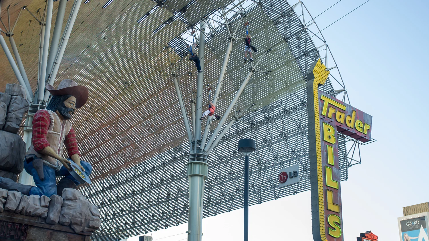 Zipliners "zipping" past. Can only imagine how cool it would look at night with the lights on.
