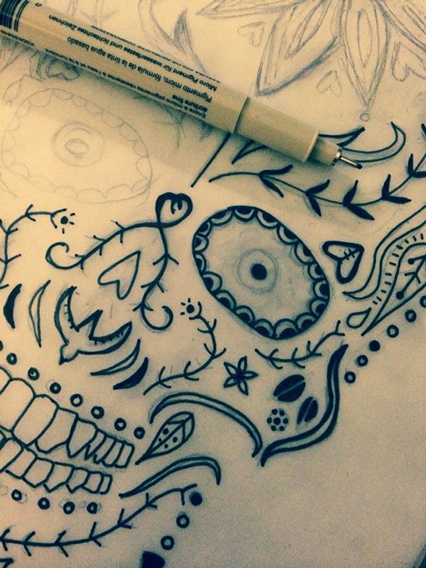 The beginning. Tracing over my pencil drawing with a pen. 