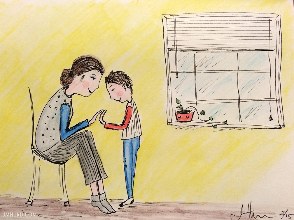 This came from my sketchbook. It started as just a quick sketch showing the bond between mother and son. 