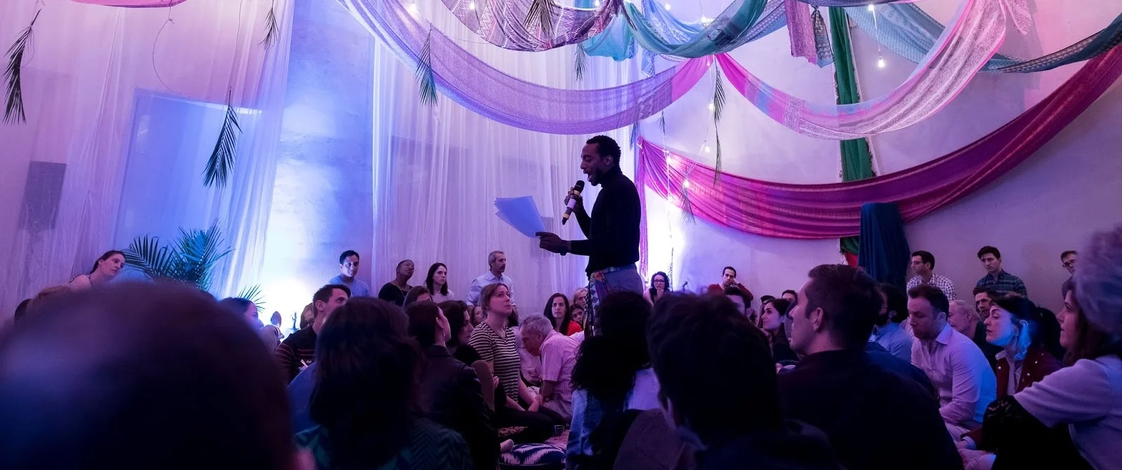 Actor Daniel J. Watts performs for the guests during the evening