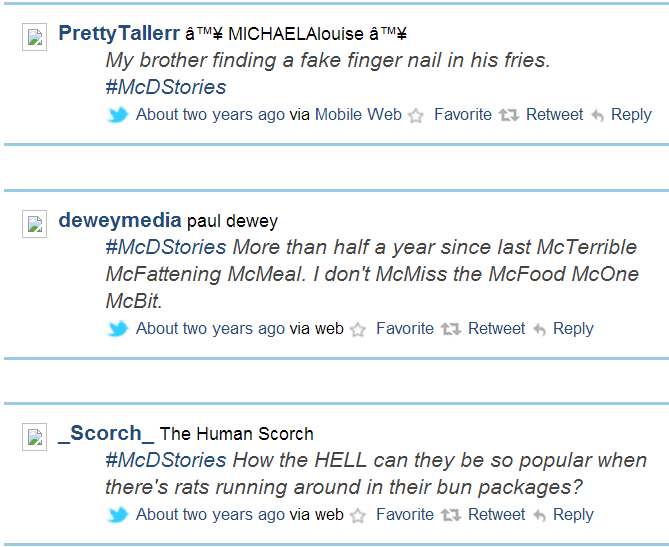#McDStories promoted hashtag hijacked Source: The Telegraph, 2012