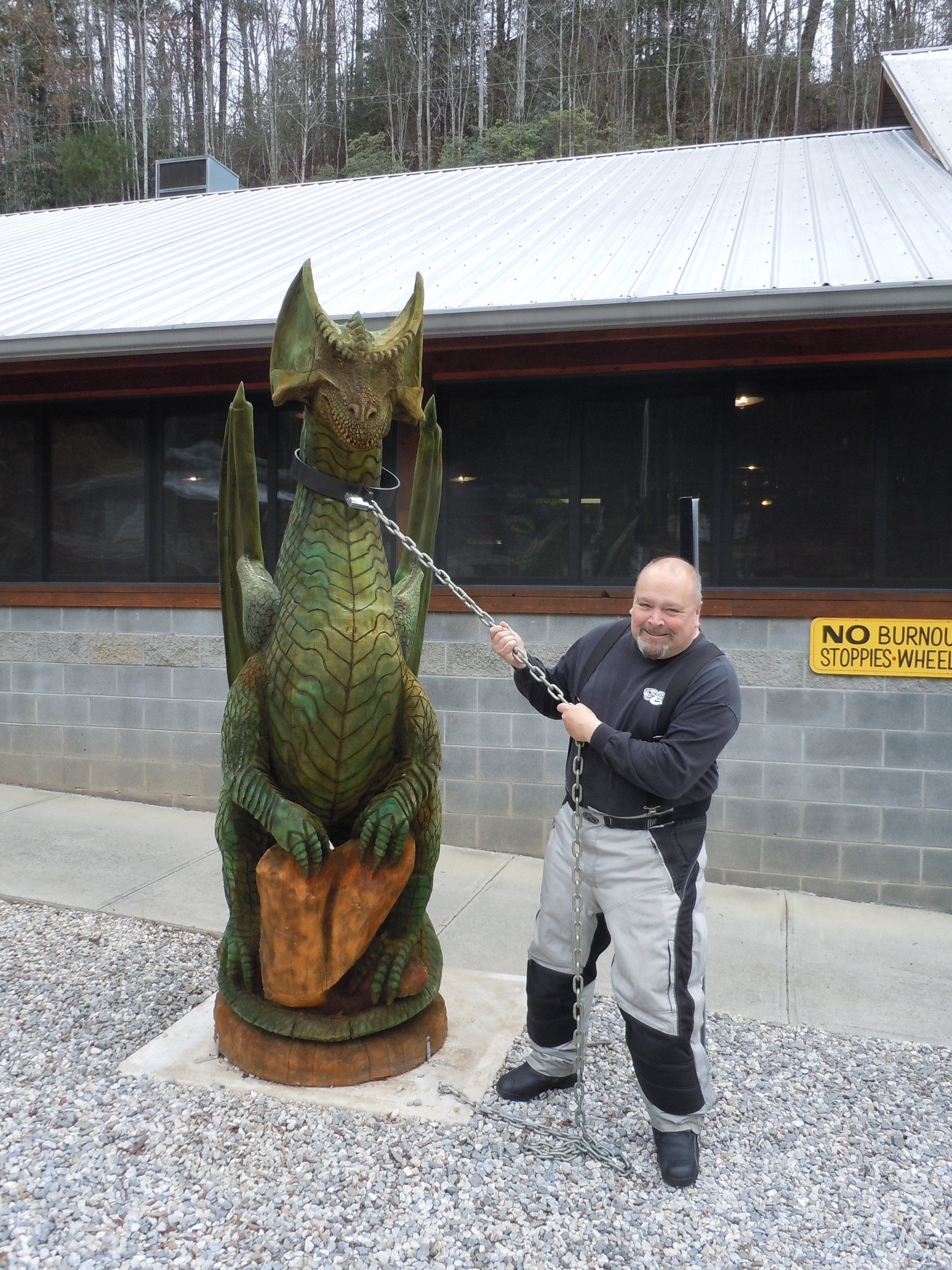 Lanny with a dragon on a leash