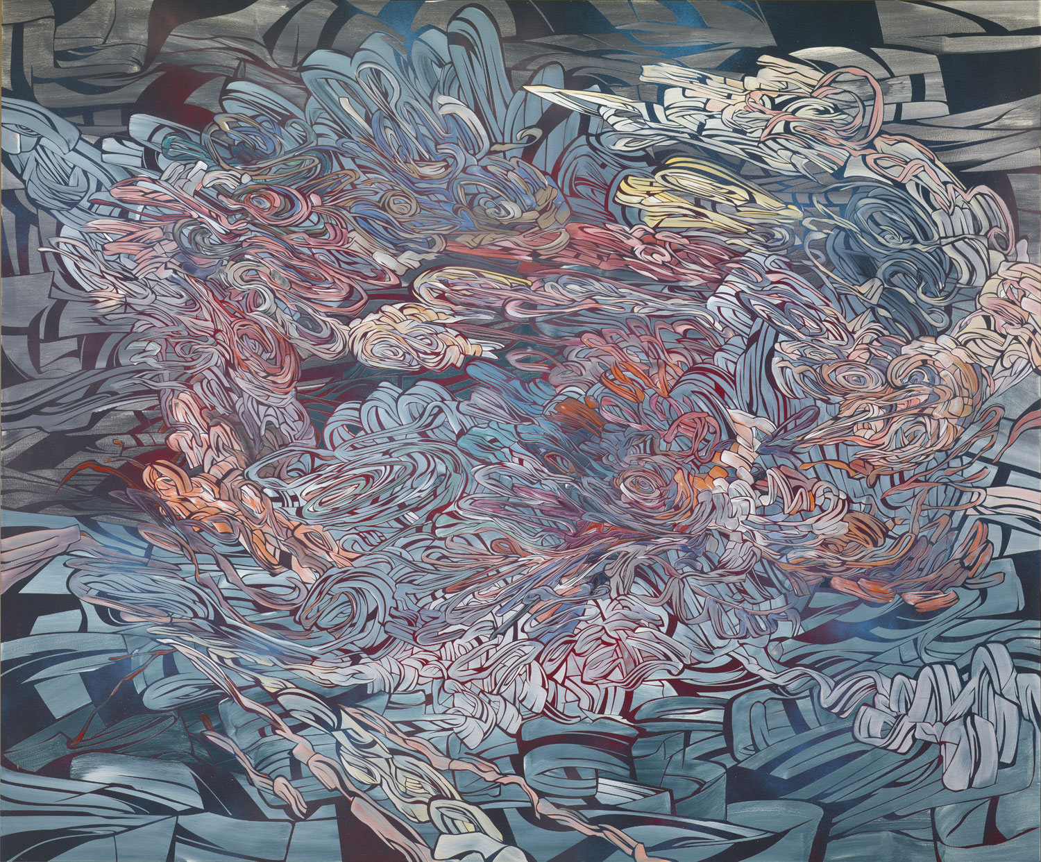  It's Better On the Moon, 2011  ​  Acrylic and latex on wood panel 
								
	
							 60 x 72 inches (152.4 x 182.9 cm)  
								
							


				
	
			 ​  