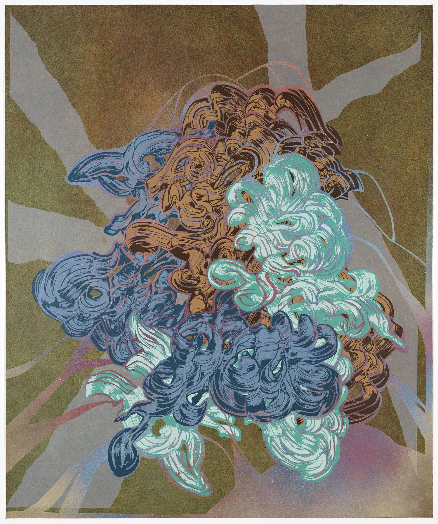 Born To Wander, 2012 Screenprint with ink wash background and hand-stenciling 33 1/2 x 28 inches (86 x 71.1 cm) 