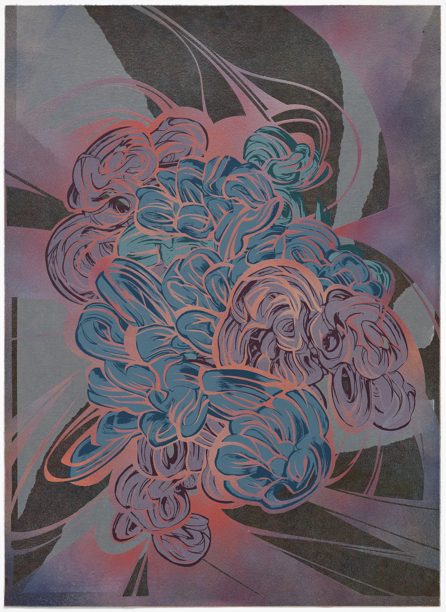 Was the One, 2012 Screenprint with ink wash background and hand-stenciling 27 1/2 x 20 inches (69.9 x 50.8 cm) 