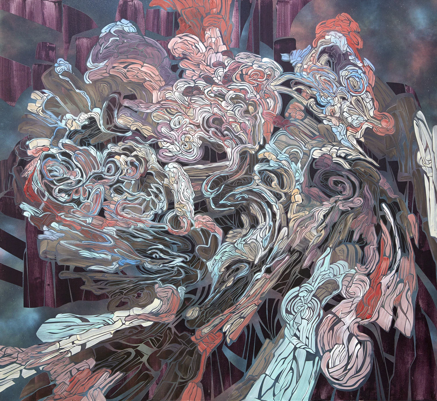 Shadow of the Brain Theif, 2014 Acrylic and latex on wood panel 66 x 72 inches (167.6 x 182.9 cm)