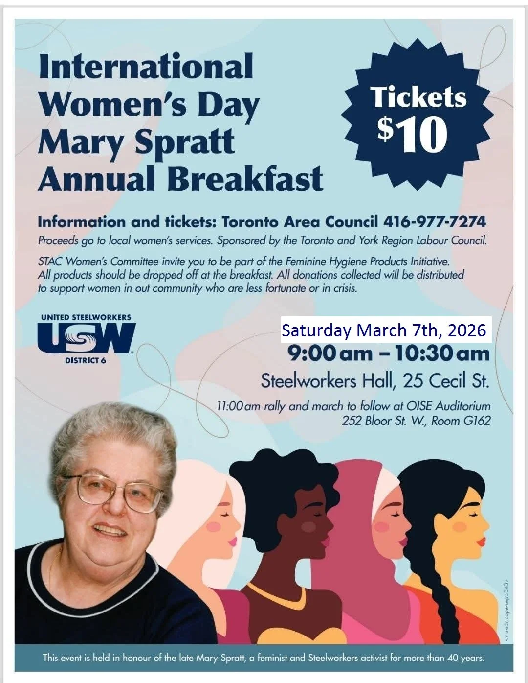 International Womens day Mary Spratt breakfast