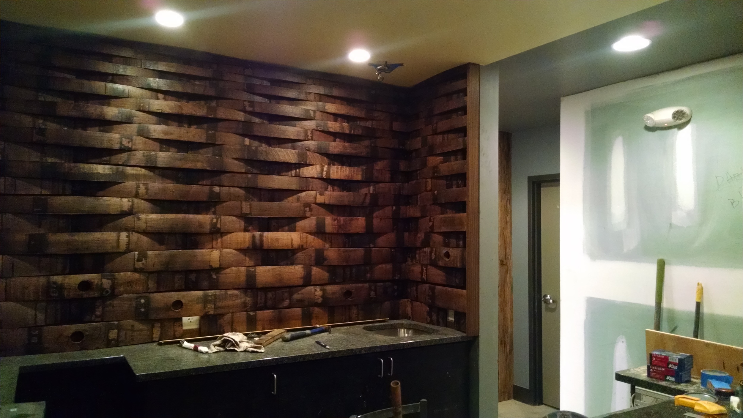 Whiskey Bourbon Barrel Stave Bar Back Shelf