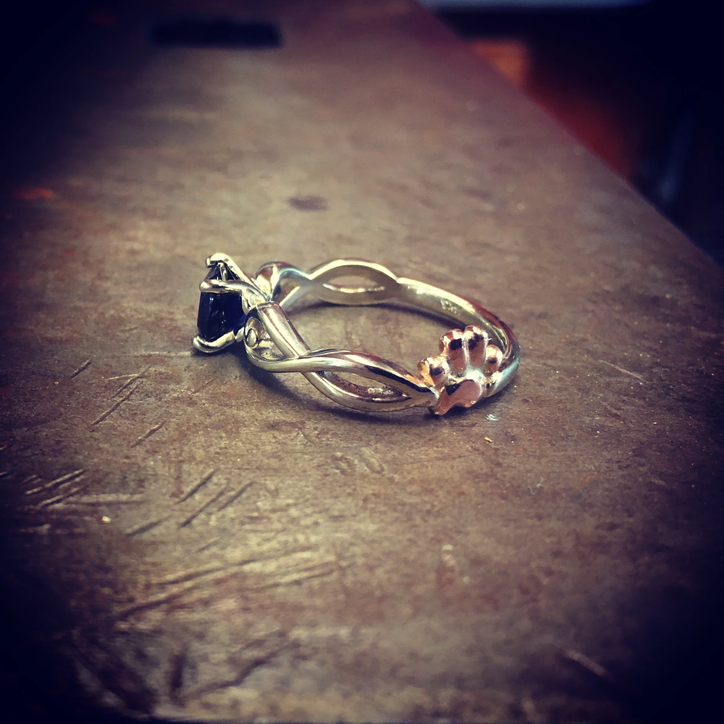 paw print engagement ring