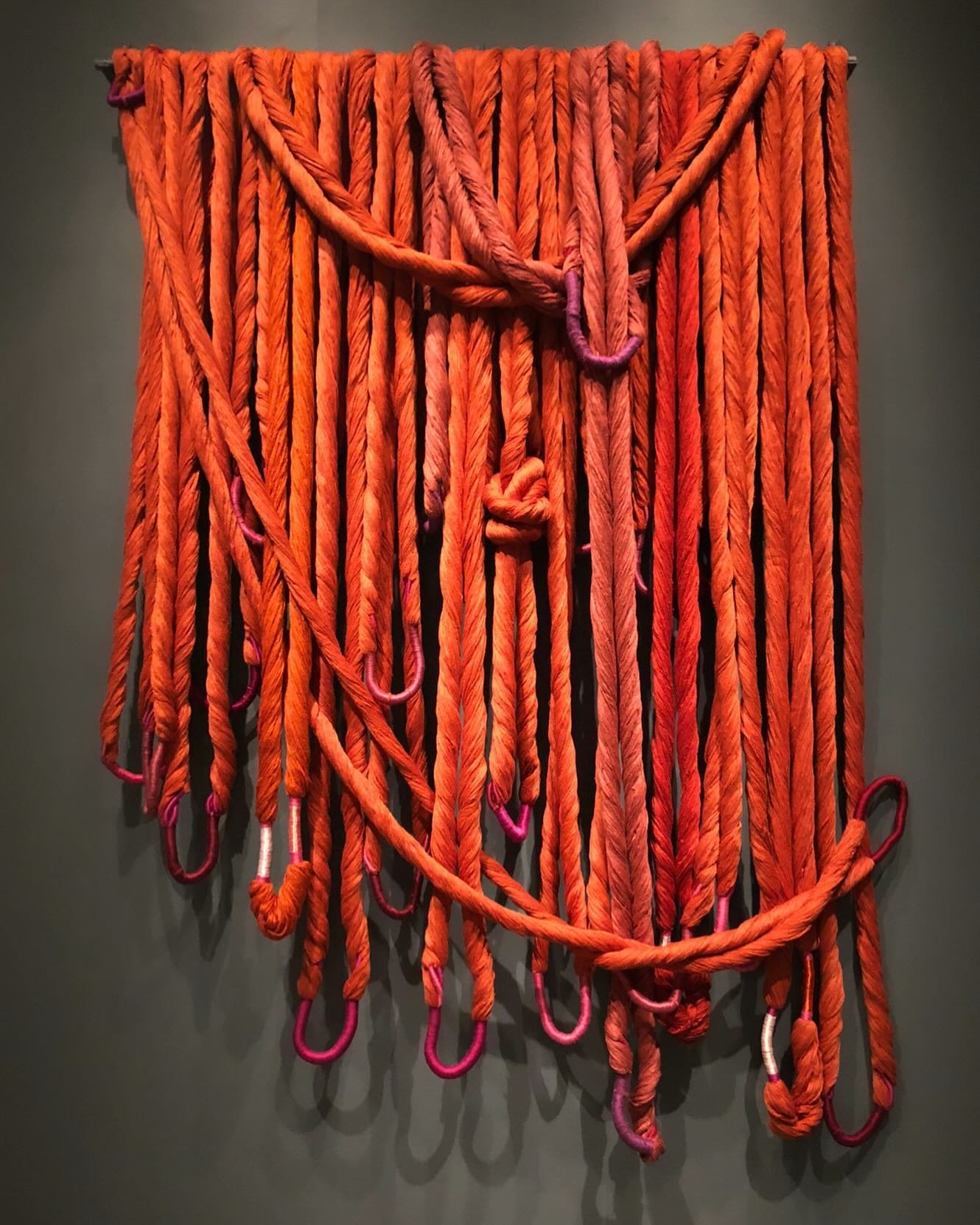 A number of people have asked how I got into working with textiles. The answer is Sheila Hicks. Specifically, the piece above, which I saw at the Cincinnati Art Museum a number of years ago. 

This piece is huge, taking up an entire wall, and it took