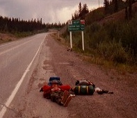 Waiting (a long time) for a ride somewhere in the Yukon Territory.