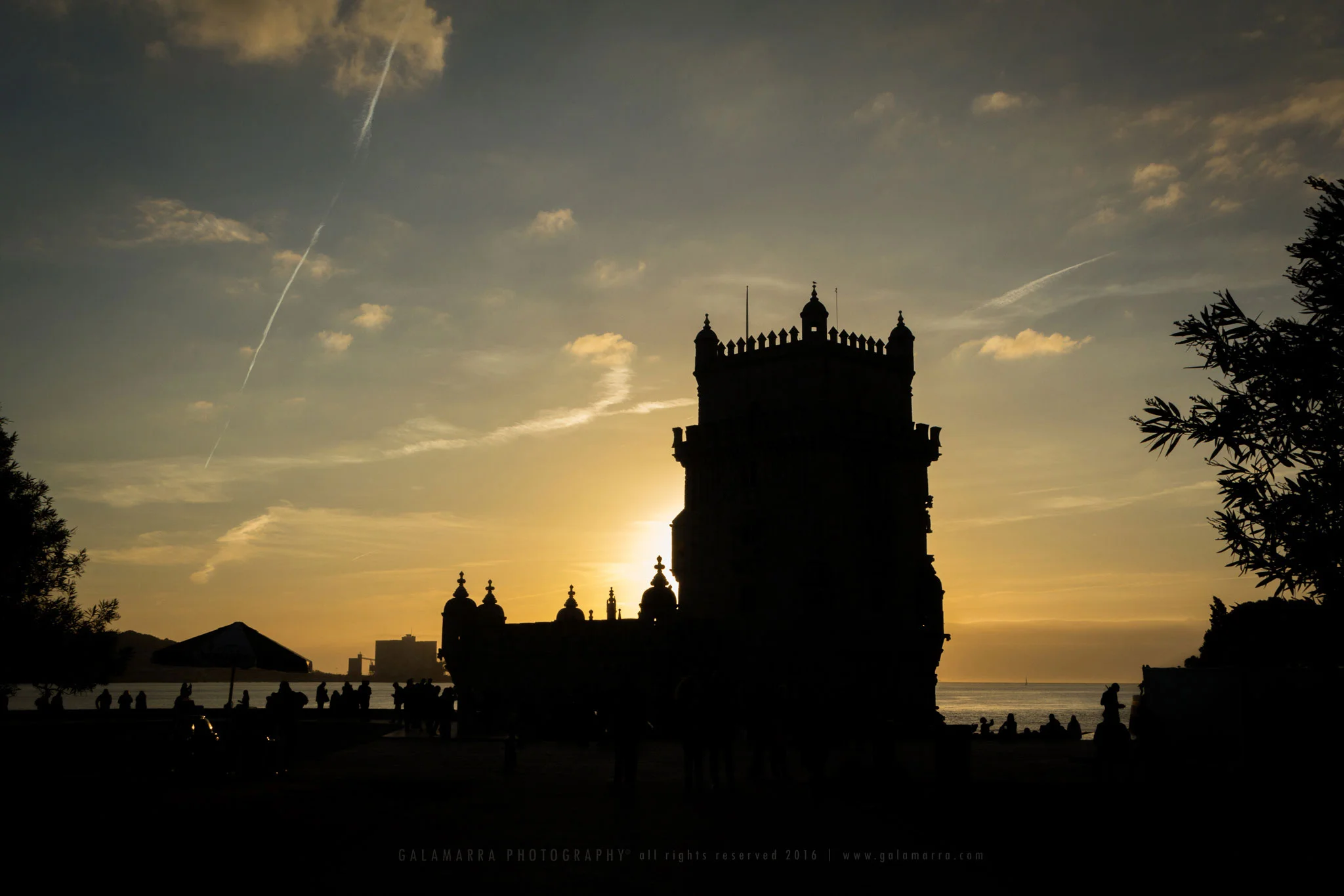Hidden sunset behind the tower