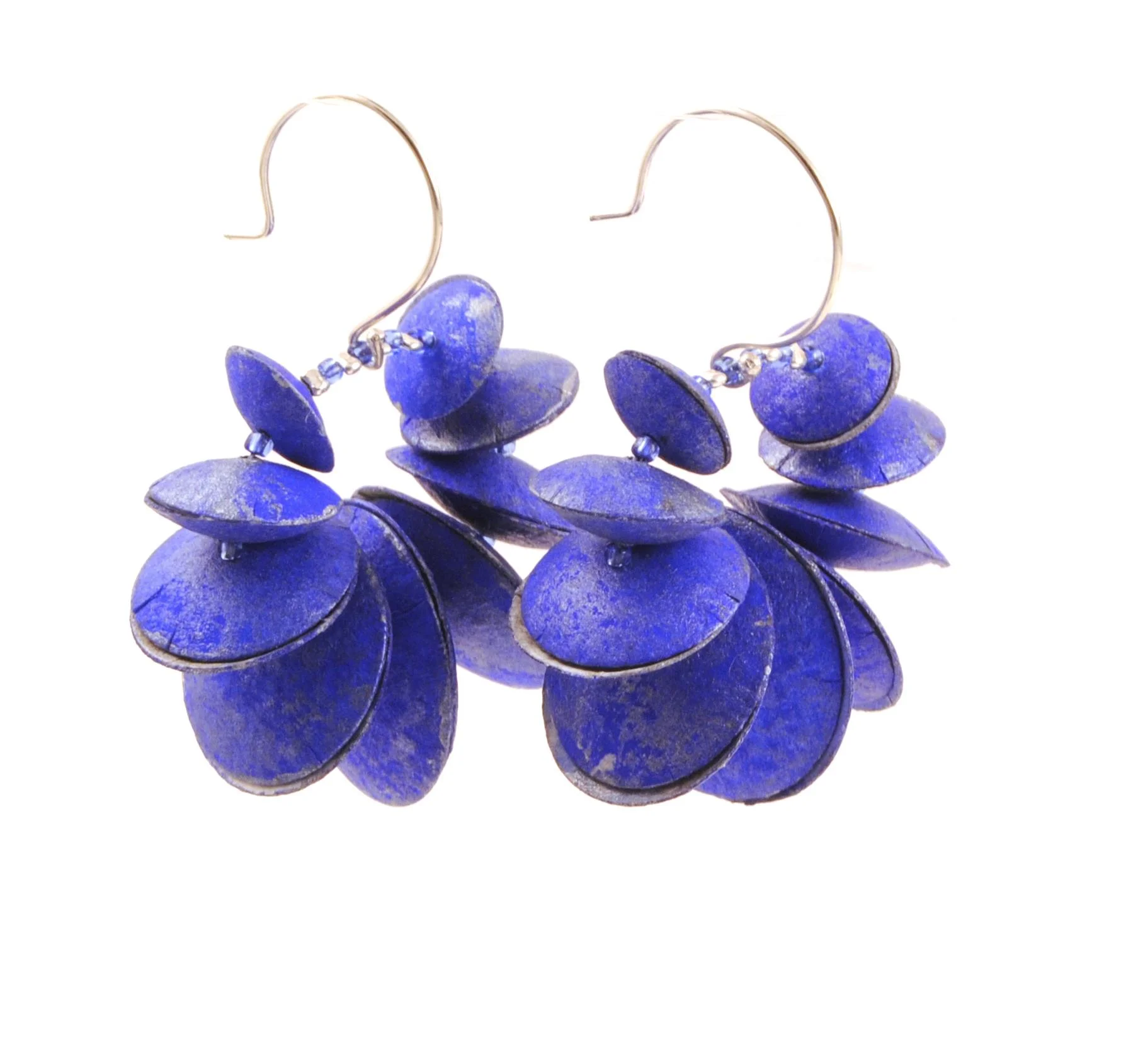 Handpainted Paper earrings, ultramarine