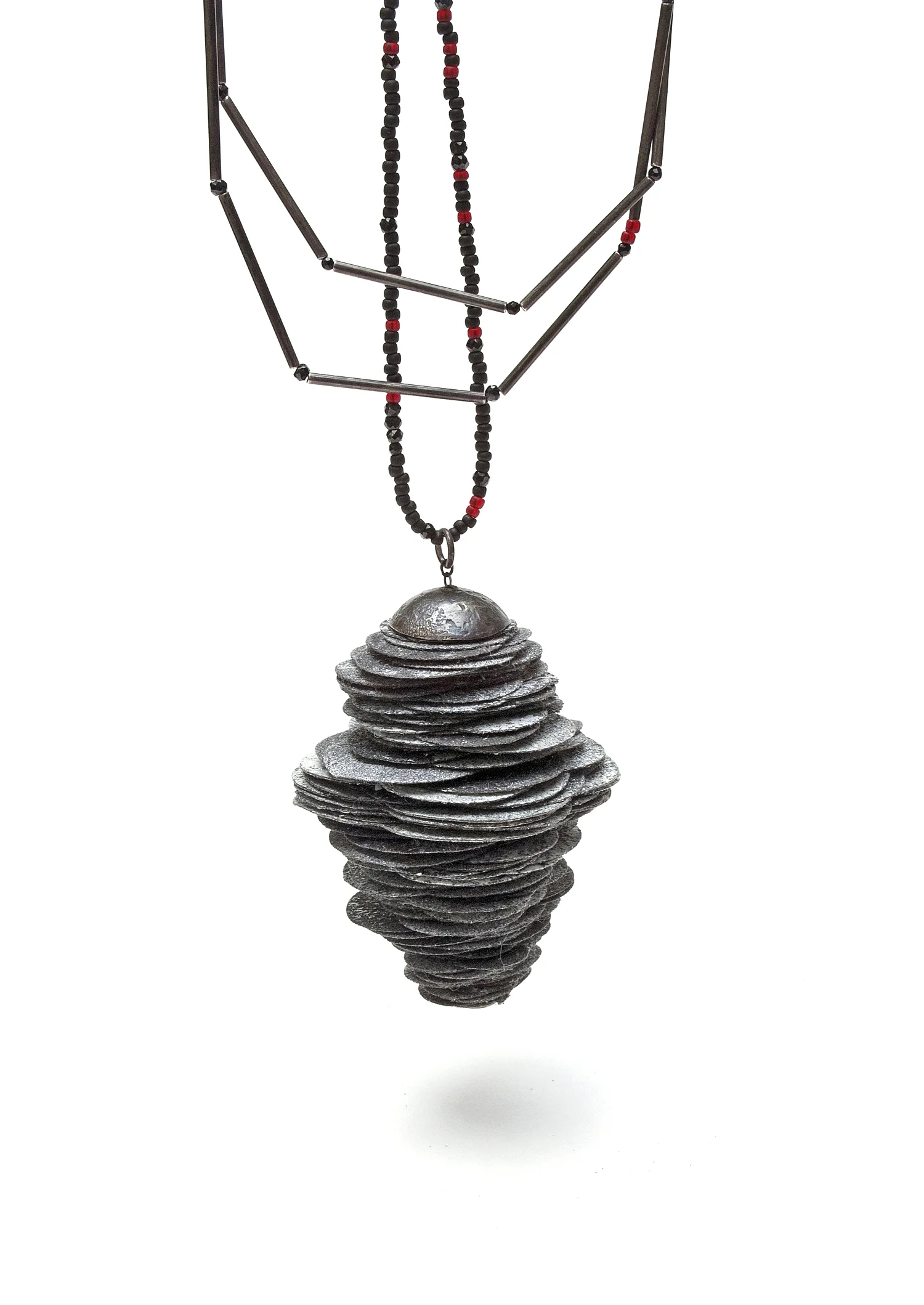 Black /Silver Paper Strobilus Pendant