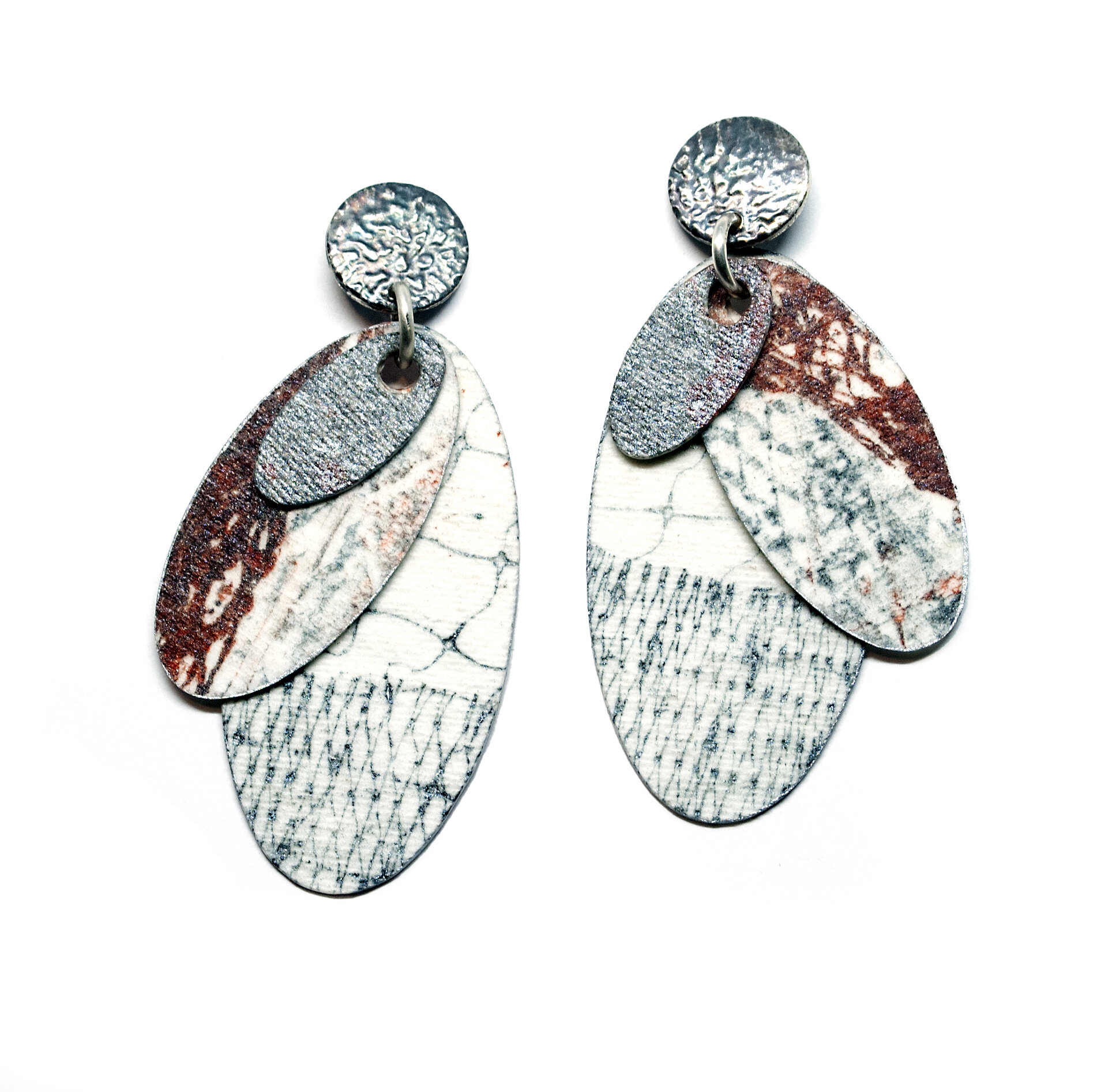 Printmaker's Earrings , oval