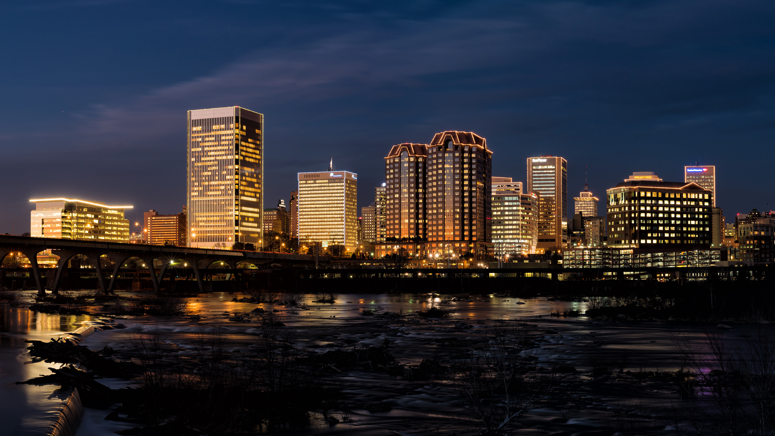 RVA Skyline all lit up for the holidays!