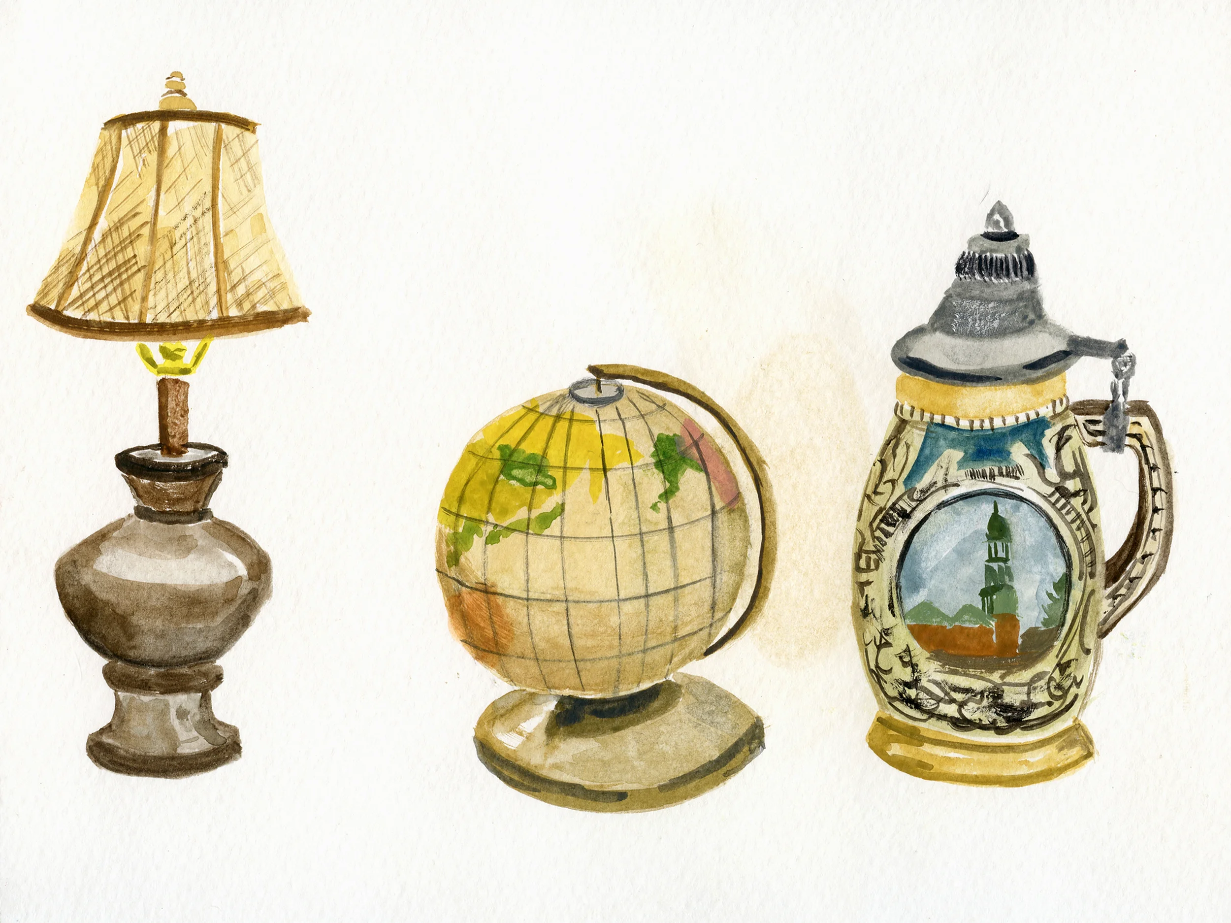I also painted some golden objects around the house including a lamp, a
globe and a beer stein. This one definitely spawned a new project that I
will be announcing in a few weeks!