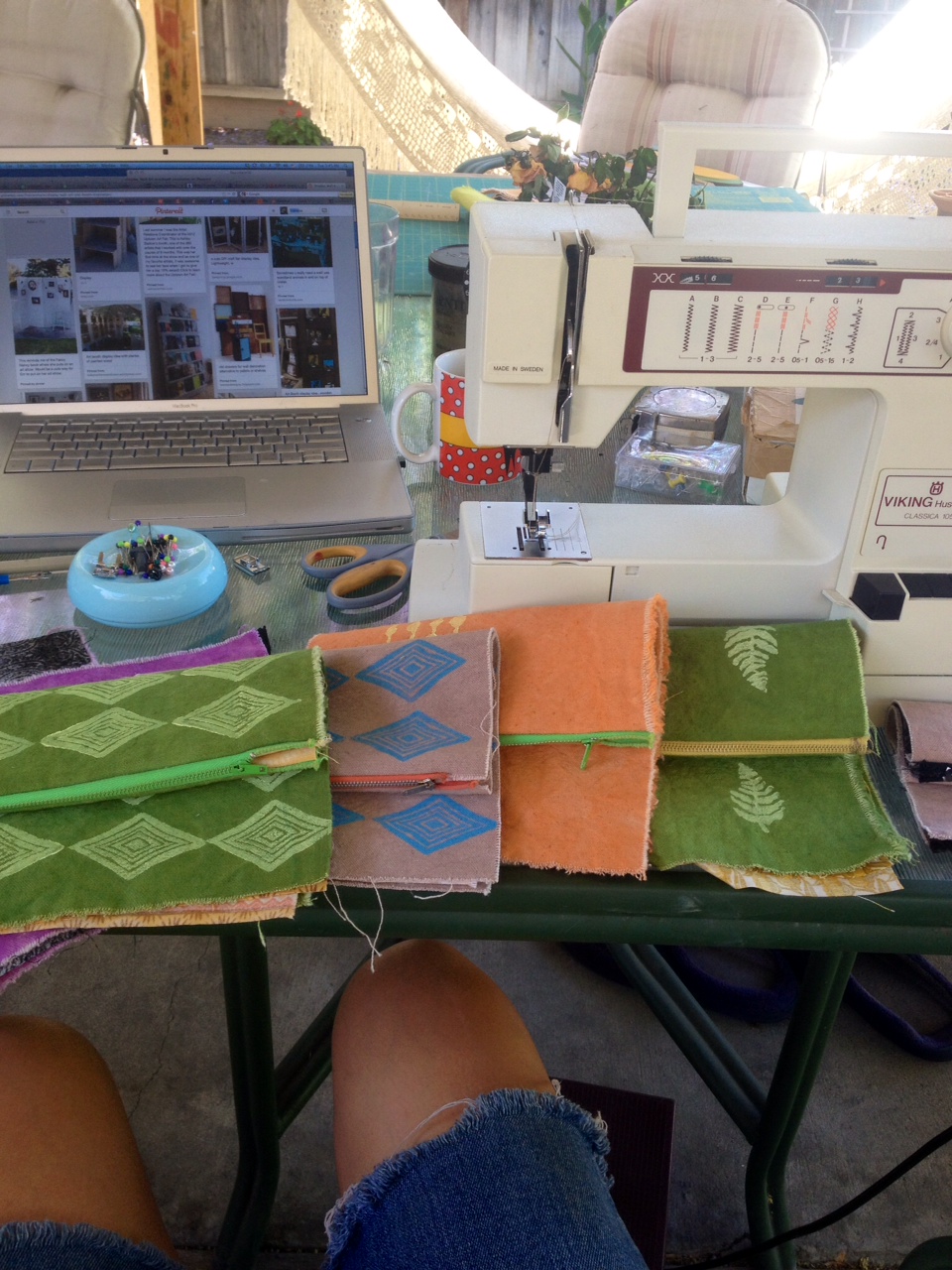 Multitasking. Getting booth ideas on Pinterest while arranging my bags.