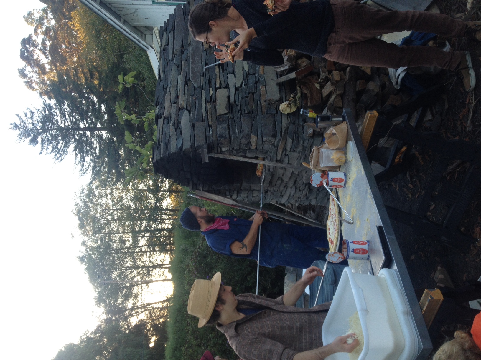 Wood-fired pizza with toppings from the farm