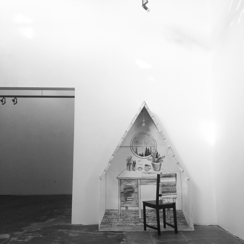 We Have Overcomplicated Things - sumi ink, paper, cardboard, chair, light bulb - The Citadel, San Jose, CA, 2014